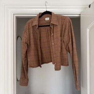 Aritzia Wilfred Brown Crop Button Up
